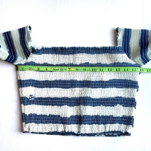 STAUD Crop top Doric smocked off the shoulder stretch size M NWT - Picture 11 of 15